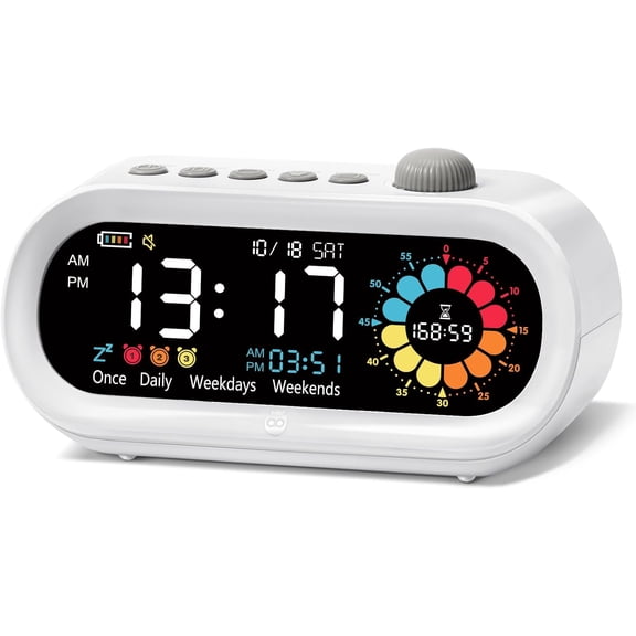 Alarm Clocks for Bedrooms, Digital Visual Timer for Kids, Rechargeable 199-Minute Silent Countdown Timers, Focus & Smoother Routines, Fitness Baking Studying Teaching
