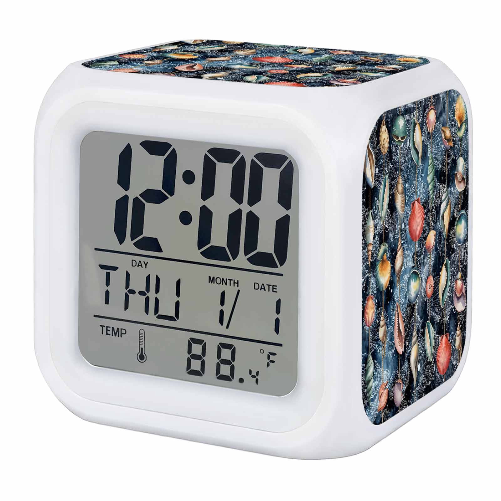 Alarm Clocks Blue Marine Life Digital Clock 7 Color LED Night Light ...