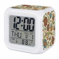 Alarm Clocks Bohemian Flower Digital Clock 7 Color LED Night Light ...