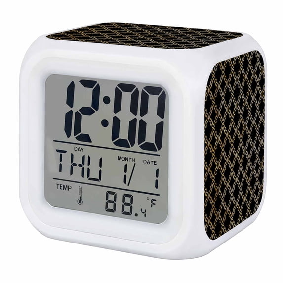Alarm Clocks Geometric Lines Digital Clock 7 Color LED Night Light ...