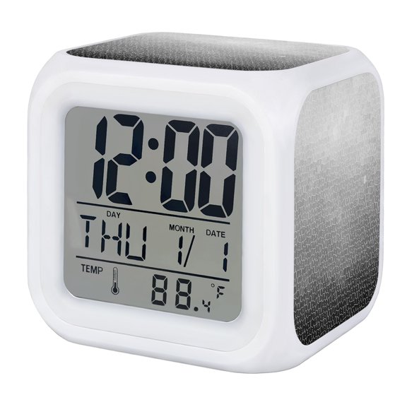Alarm Clocks Gray Hexagonal Tiles Digital Clock 7 Color LED Night Light Silent Non-Ticking Battery Operated Gradient Honeycomb Cube Clocks for Bedroom Bedside Living Room Office School Decor