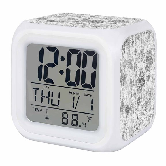 Alarm Clocks Maple Leaf Tree Pine Digital Clock 7 Color LED Night Light Silent Non-Ticking Battery Operated Plants Tree Forest Cube Clocks Decorative for Bedroom Bedside Living Room Office School