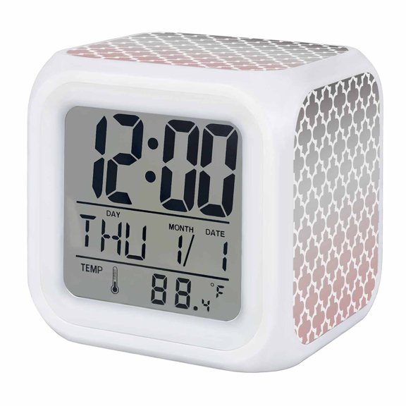 Alarm Clocks Moroccan Design Digital Clock 7 Color LED Night Light Silent Non-Ticking Battery Operated Geometric Pattern Cube Clocks Decorative for Bedroom Bedside Living Room Office School Decor