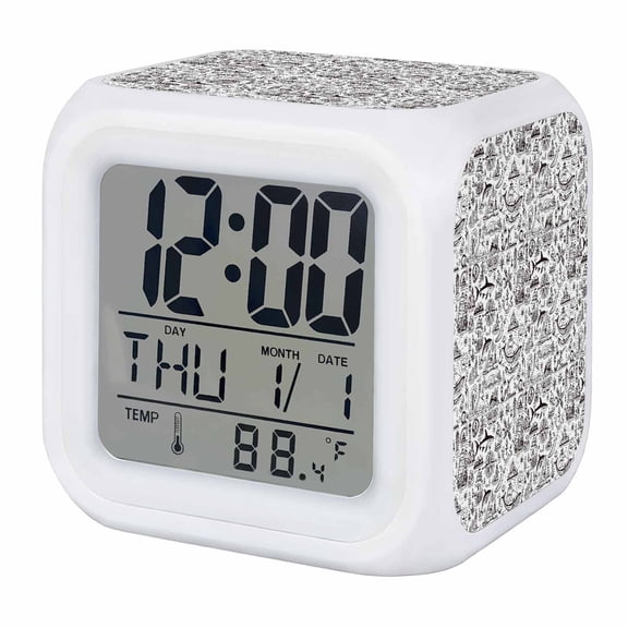 Alarm Clocks Navigation Anchor Sailboat Digital Clock 7 Color LED Night Light Silent Non-Ticking Battery Operated Ocean Compass Map Cube Clocks for Bedroom Bedside Living Room Office School