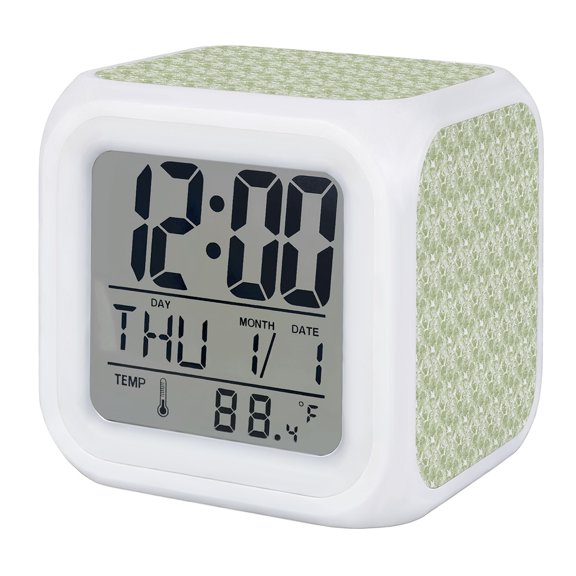 Alarm Clocks Sage Green Coastal Sea Shell Digital Clock 7 Color LED Night Light Silent Non-Ticking Battery Operated Summer Ocean Conch Cube Clocks for Bedroom Bedside Living Room Office School Decor