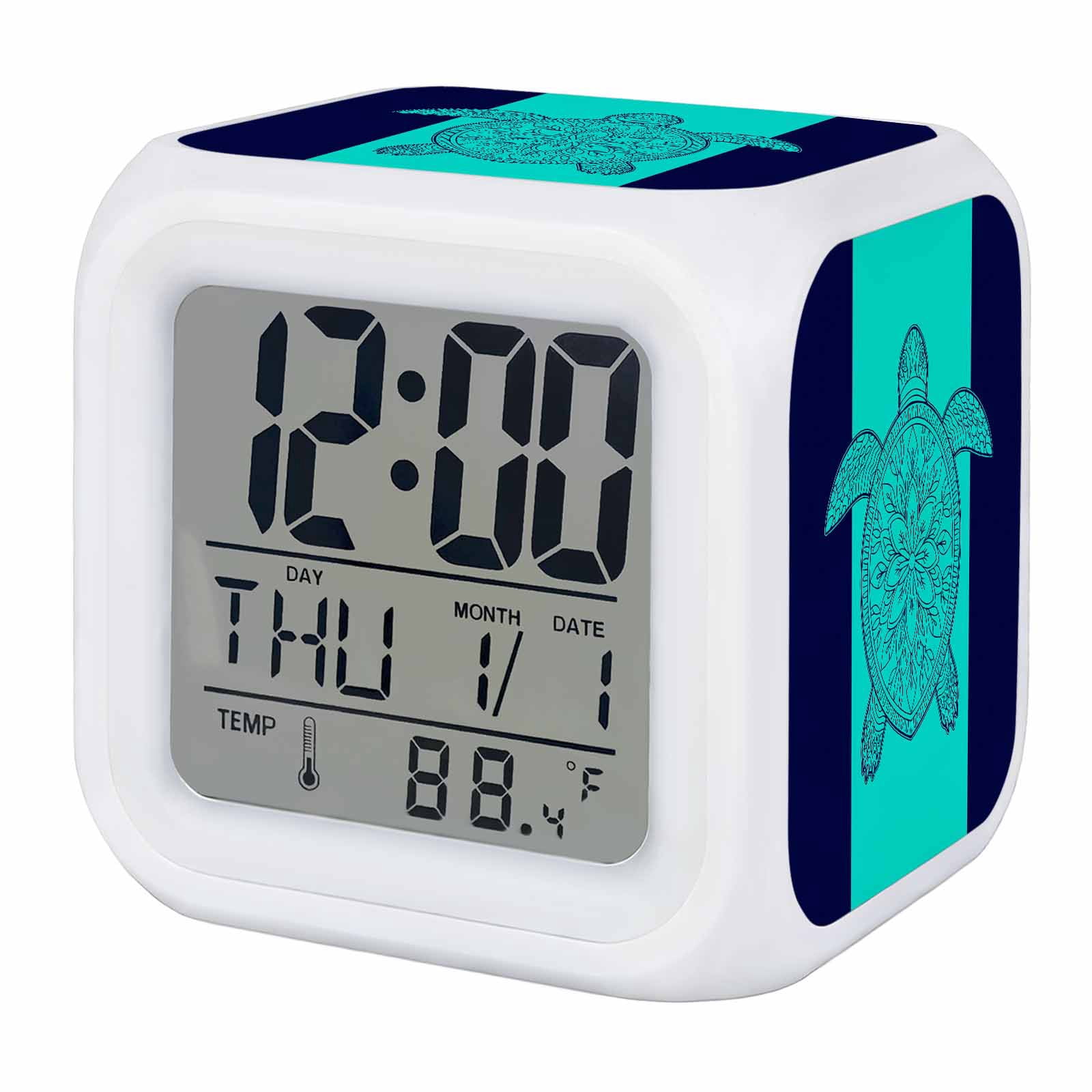 Alarm Clocks Turtle Digital Clock 7 Color LED Night Light Silent Non ...
