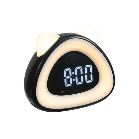 Alarm Cock Digital Clock Bedside Table Clock Wakeup Lamp Cat Shaped Desk Sound Controlled Electronic