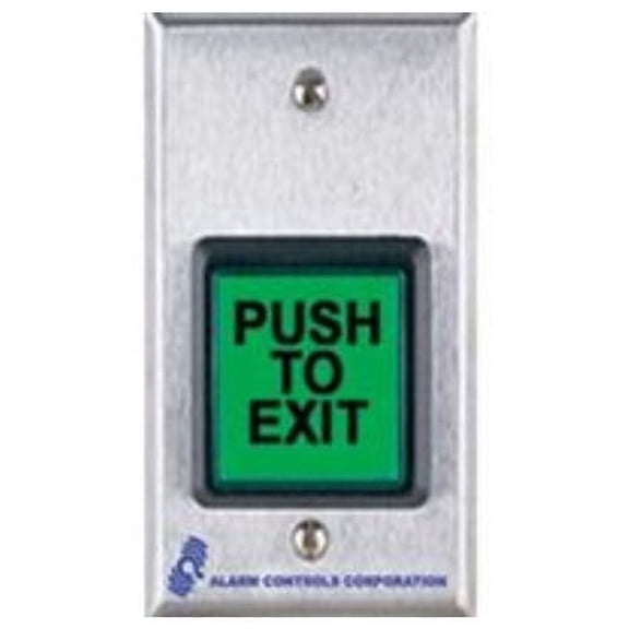Alarm Controls TS-2-2 DPDT Request to Exit Button Green Stainless Steel