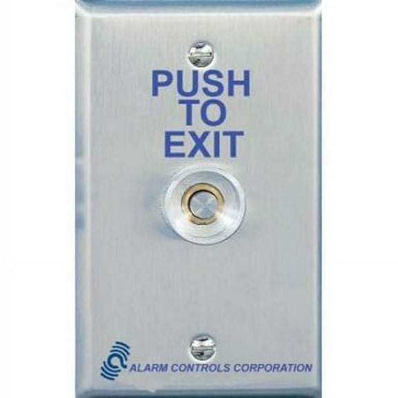 Alarm Controls TS-16 Request-to-Exit Station with Pneumatic Timer, 1/4" Push Button, Single Gang, 430 Stainless Steel