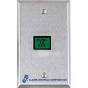 Alarm Controls TS-7 Request-to-Exit Station, 5/8 7/8 Green Rectangular Push Button, Single Gang, 430 Stainless Steel