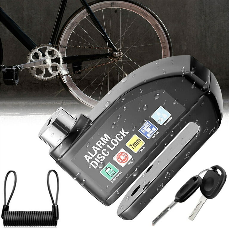 Alarm Disc Lock Motorcycle Disc Brake Lock Anti Theft Waterproof 110 dB 7mm Pin 5ft Reminder Cable for Motorcycles Bike Scooter Carry Pouch Black Walmart