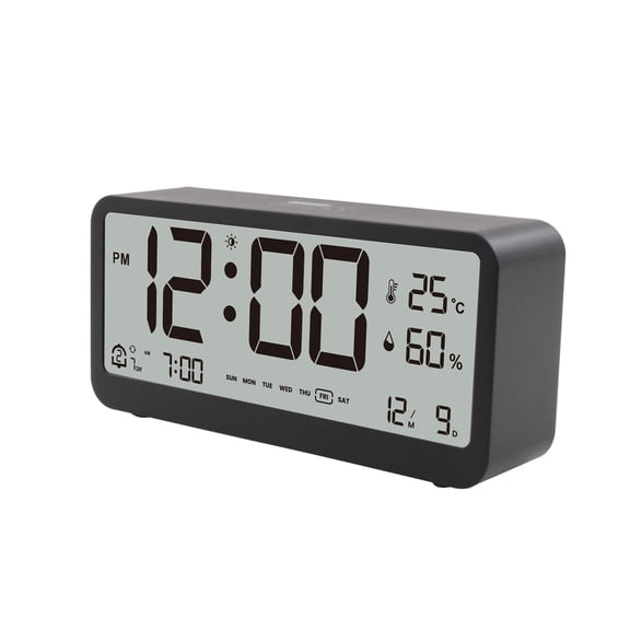 Alarm clock,Modes Week Date Adjustable Temperature Alarm Month Display 12/24h Snooze Alarm Clock 8001-en Clock Led Week Date Month Dual Alarms Modes Clock With Dual Clock Led Adjustable