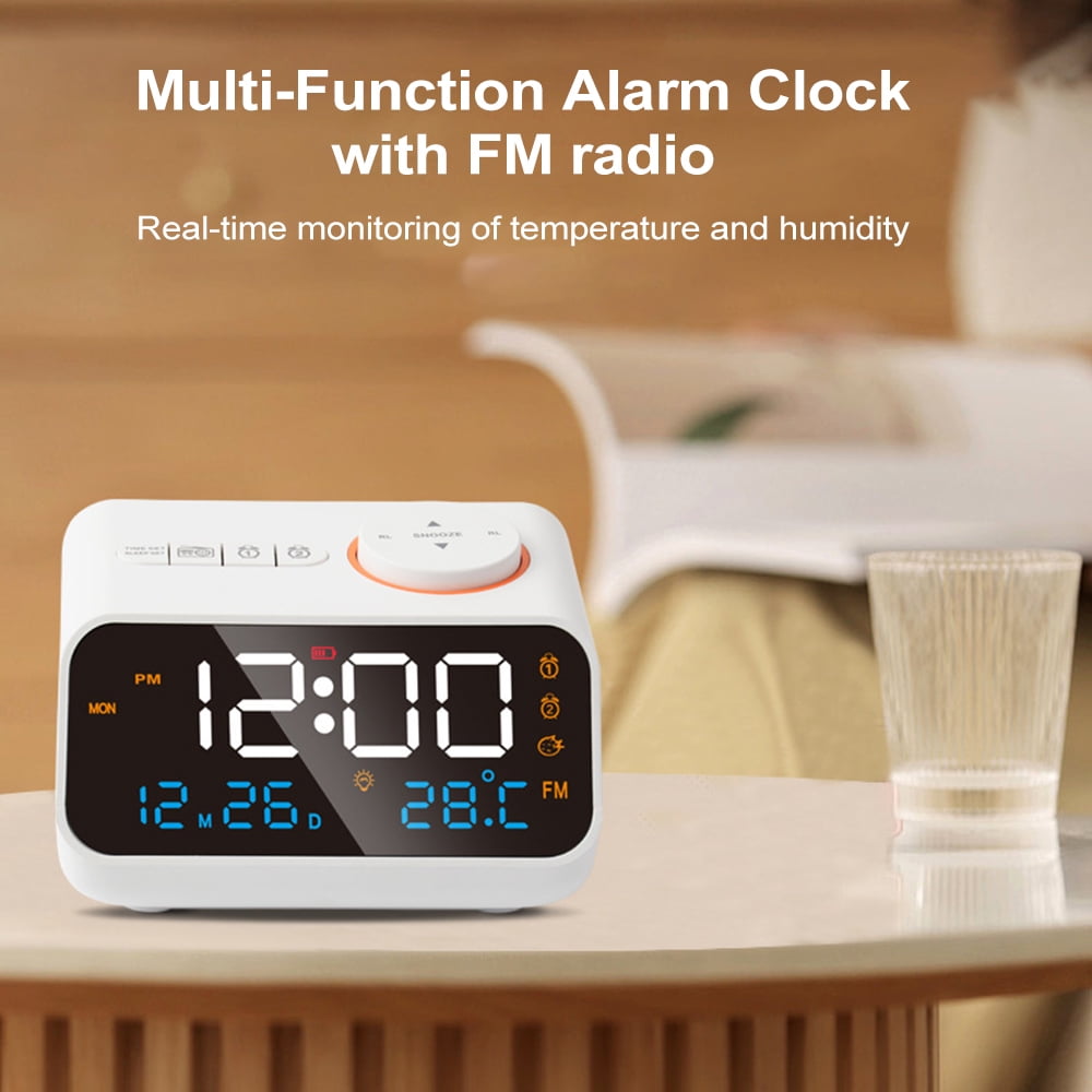 Alarm clock,Snooze Thermometer Seniors Radio Sound With Led Sound Dual