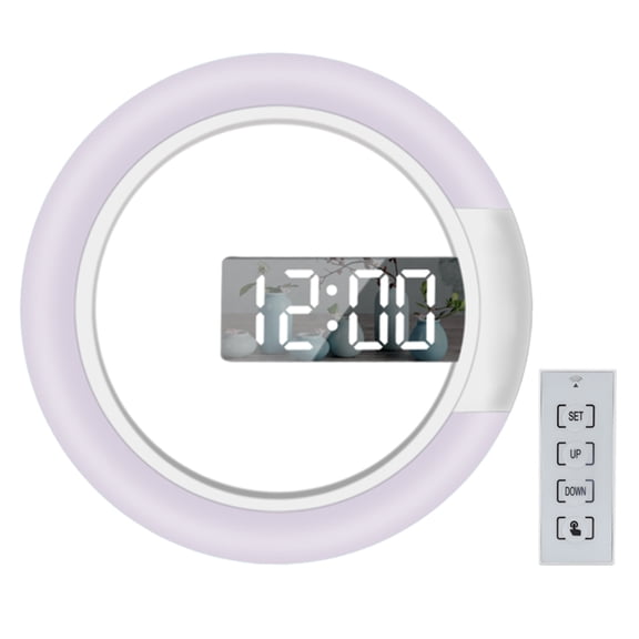 Alarm clock,Temperature Display Led Snooze Display Alarm Round 7 Mode Temperature Wall Clock Colors Adjustable Remote Round Wall Decoration Alarm Clock 12/24h Mode Adjustable Round Alarm