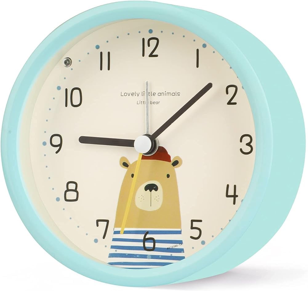 Alarm clock children boy girl analog, quieter noiseless children's
