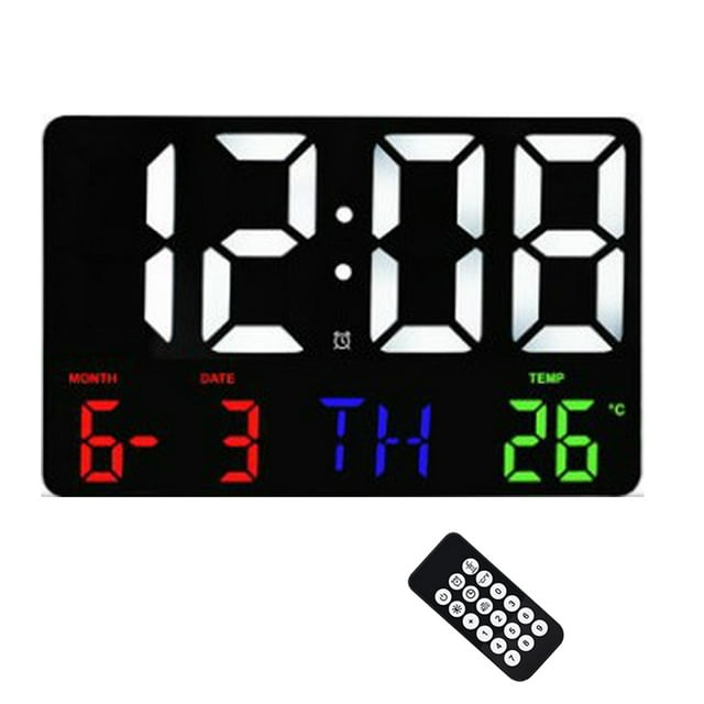 Alarms Clock w/Remote Control,NonAbbreviated Day Date Clock for Vision