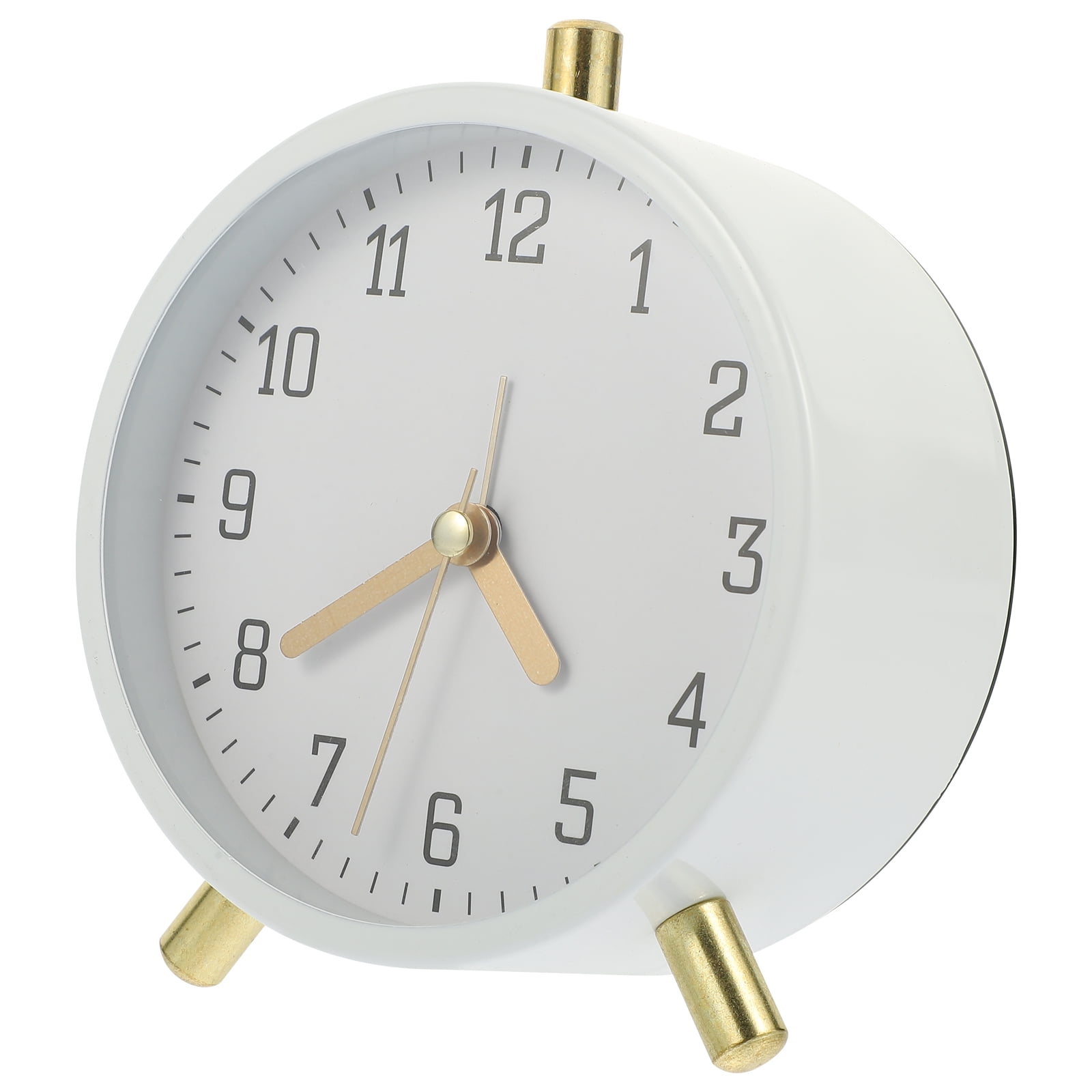 Alarms Clocks Small Desk for Office Vintage Table Quartz White Metal