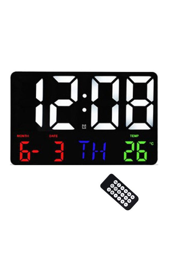 Alarms Digital Clock with Sun Moon Icons, Custom Reminders and Calendar Clock, Day Date Clock for Impaired Vision, Seniors Dementia Alzheimers' Clock- with Remote Control - Black frame color lamp