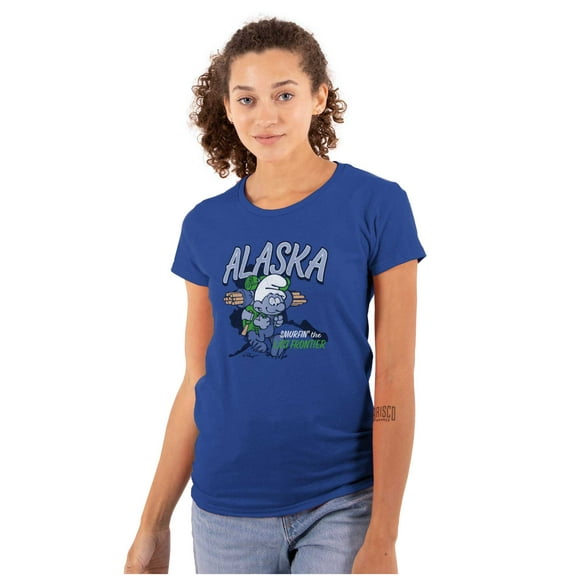 Alaska AK Last Frontier Smurfs Women's T Shirt Ladies Tee Brisco Brands M