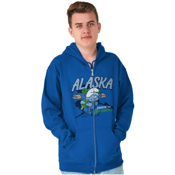 Alaska AK Last Frontier Smurfs Unisex Plus Size Zip Hoodie Brisco Brands 4X