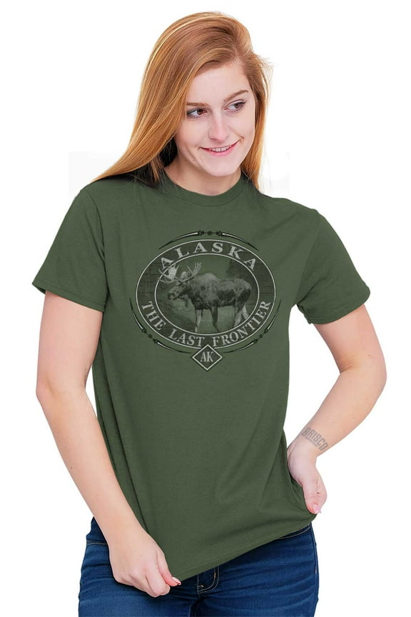 Alaska AK Rugged Mountain Moose Men's Graphic T Shirt Tees Brisco Brands L