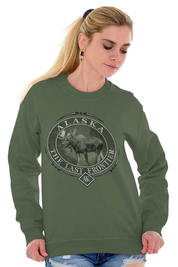 Alaska AK Rugged Mountain Moose Sweatshirt for Men or Women Brisco Brands S