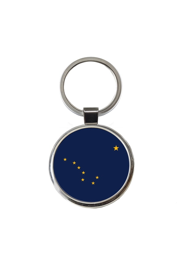 Alaska AK State Flag Metal Round Keychain