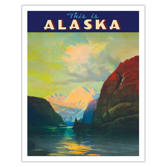 This is Alaska - The Alaska Line - Alaska Steamship Company - Vintage Ocean Liner Travel Poster by Sydney Laurence c.1930 - Fine Art Matte Paper Print (Unframed) 11x14in