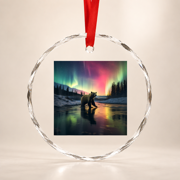 Alaska Aurora Borealis Bear Core Photo Souvenir Classic Glass Ornament