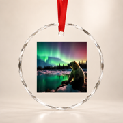 Alaska Aurora Borealis Bear Core Photo Souvenir Classic Glass Ornament