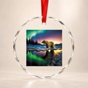 Alaska Aurora Borealis Bear Core Photo Souvenir Glass Ornament