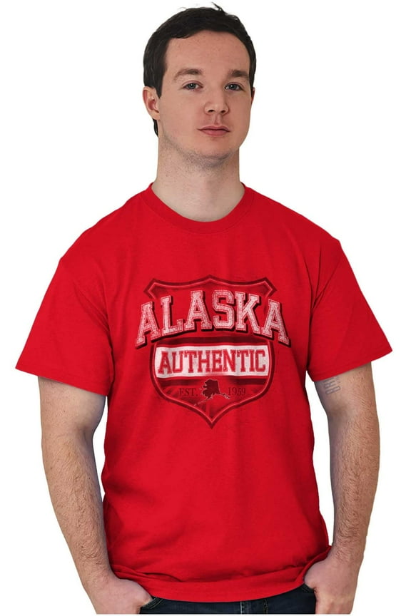 Alaska Badge Alaskan State Pride Men's Graphic T Shirt Tees Brisco Brands L