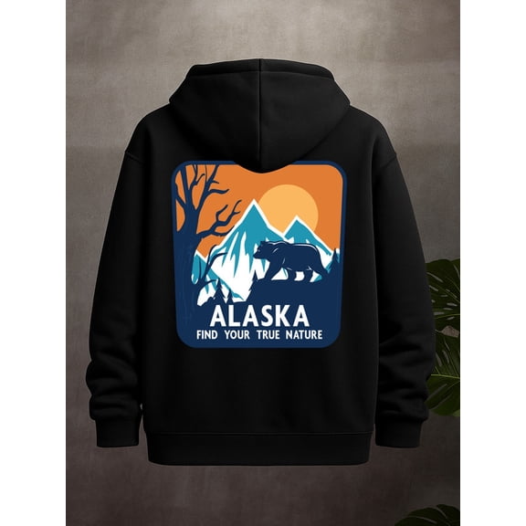 Alaska Bear Hoodie hoodies Camping for men funny hoodies black Everyday & Formal Wear winter high quality funny gift comfortable christian guys cute Unique Design Unisex hoodie