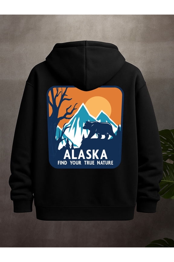 Alaska Bear Hoodie hoodies Camping for men funny hoodies black Everyday & Formal Wear winter high quality funny gift comfortable christian guys cute Unique Design Unisex hoodie
