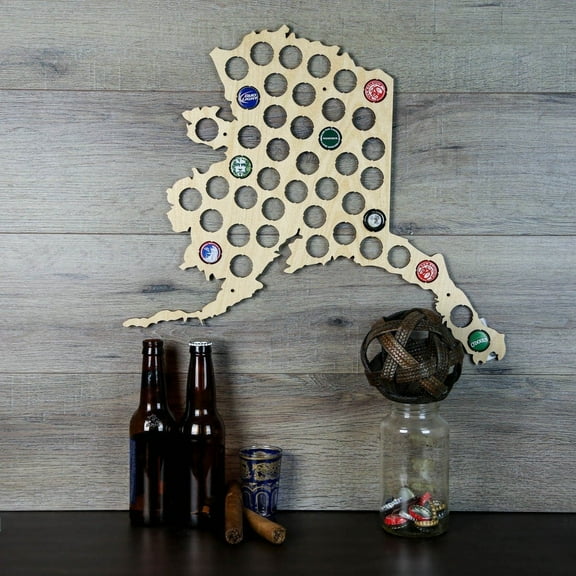 Torched Alaska Beer Cap Map Christmas Wall Mounted Decor Art 20"x17"x0.25"