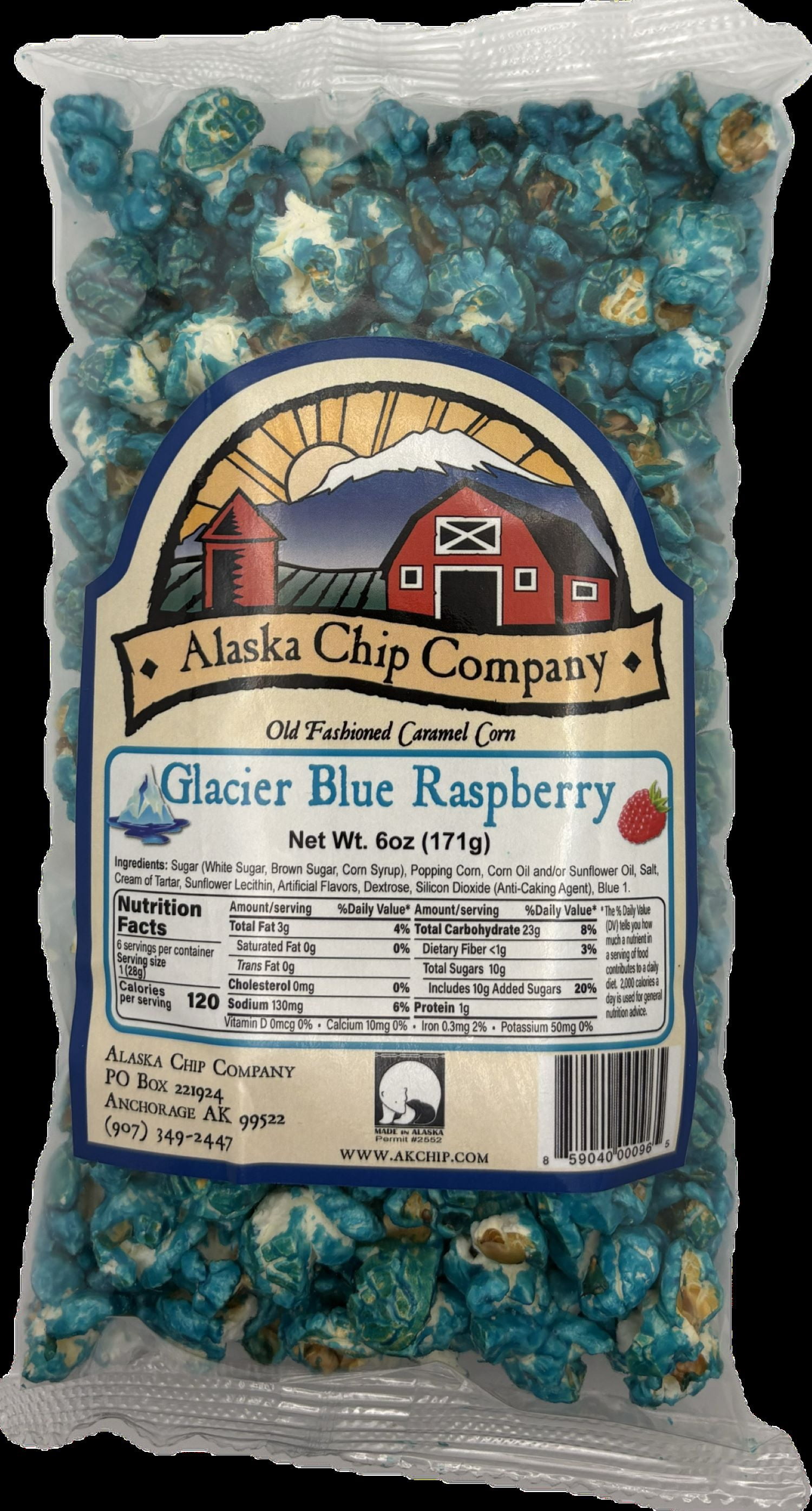 Alaska Chip Company Ak Pcorn Glacier Blue Rasp 6oz