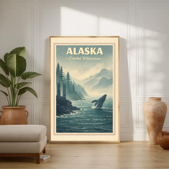 Alaska Coastal Wilderness Whale Vintage Travel Wall Art Decor Unframed Paper Poster 8x10in