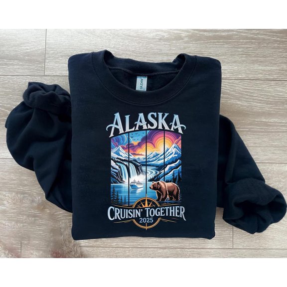 Alaska Cruise 2025 Sweatshirt: Bear & Waterfall Scenic Design SWEATSHIRT All Size S-5XL