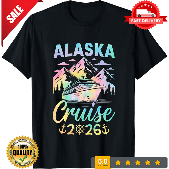 Alaska Cruise 2026 Graphic Tee Rainbow Mountain & Ship Design, Unisex, NEW TRENDING ITEM-TH82945