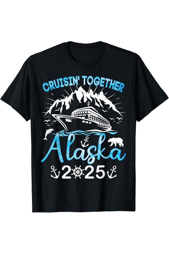 Alaska Cruise Ship Vacation Trip 2025 Family Cruise Matching T-ShirtMen's and women's gift, black and white T-shirt, size: Extra large S-4XL