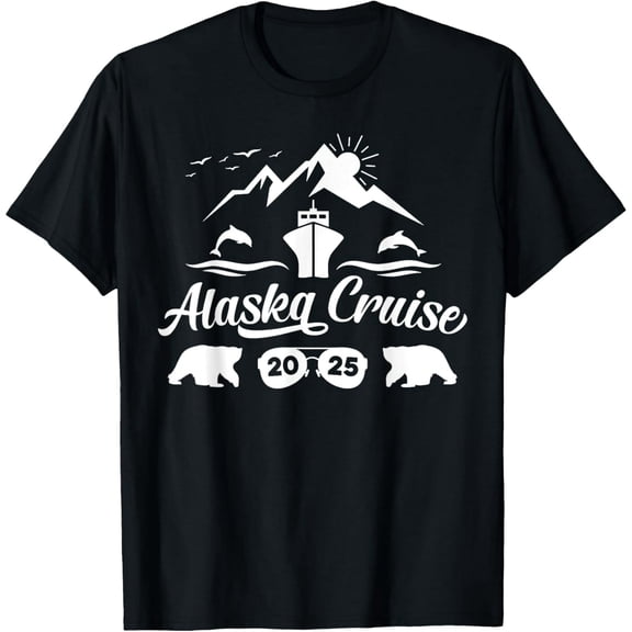 Alaska Cruise Vacation Group Mountain Bear Dolphin Unisex Casual T-Shirt