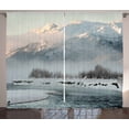 thumbnail image 1 of Ambesonne Alaska Curtains 2 Panel Set, Winter Scene from North, 108" x 90", Grey White, 1 of 3