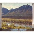 thumbnail image 1 of Ambesonne Alaska Curtains 2 Panel Set, Idyllic Rustic Photo, 108" x 96", Forest Green Yellow, 1 of 3