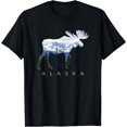 thumbnail image 1 of Alaska Day Moose Snowy Mountain T-Shirt T-Shirt Black Small, 1 of 4