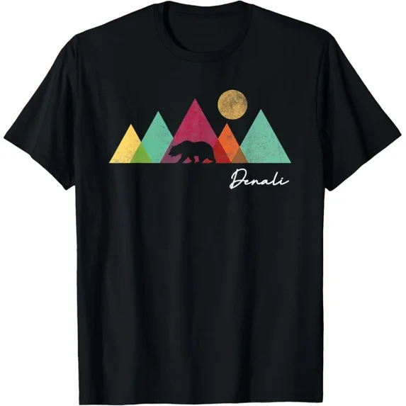 Alaska Denali National Park Souvenir Colorful Bear Mountains T-Shirt Unisex S-5XL Hot Trending Shirt, Vintage Birthday Gift