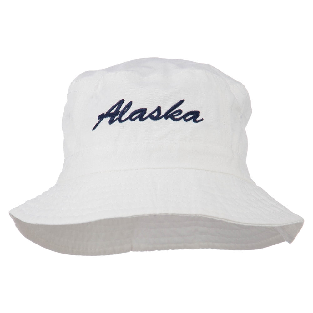 Alaska Embroidered Pigment Dyed Bucket Hat - White OSFM  display picture 2