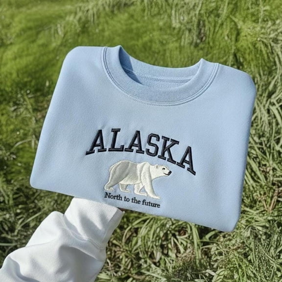 Alaska Embroidered Sweatshirt, Polar Bear Souvenir Gift