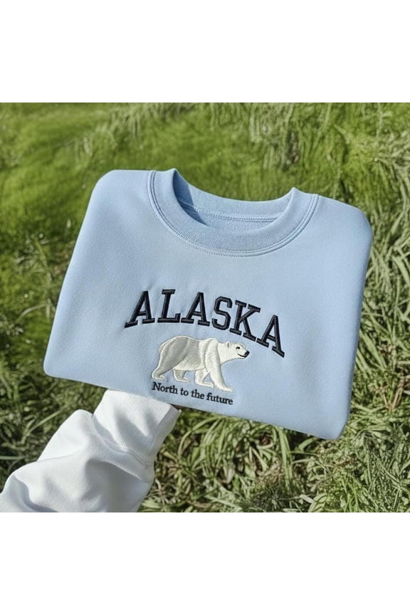 Alaska Embroidered Sweatshirt, Polar Bear Souvenir Gift