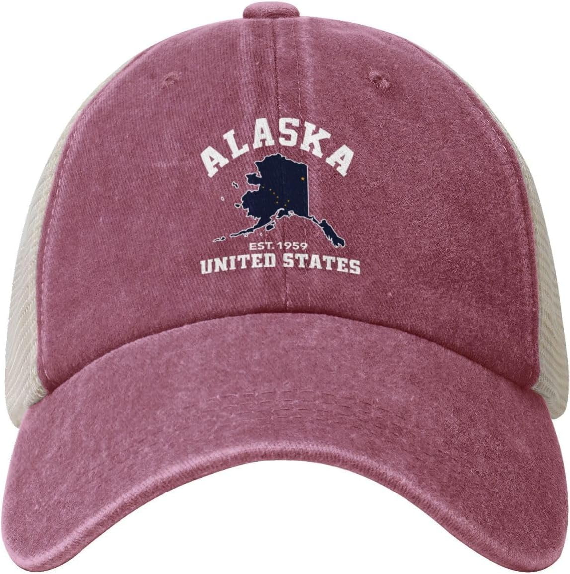 Alaska Est 1959 Patriotic Flag Cowboy Hat Men Vintage Mesh Baseball Cap ...