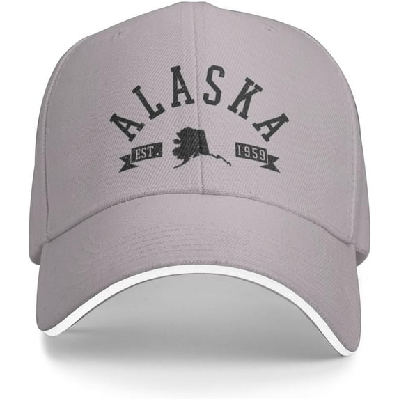 Alaska Est. 1959 State Map Souvenir Gift Baseball Cap Women Trucker Hat for Men Dad Hat Adjustable Snapback Hat Black